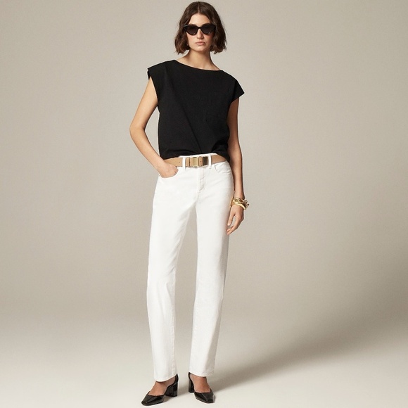 NWT!! J. CREW Petite Slouchy Jeans Solid White Denim Button Fly 29P 29 Petite - Picture 1 of 16